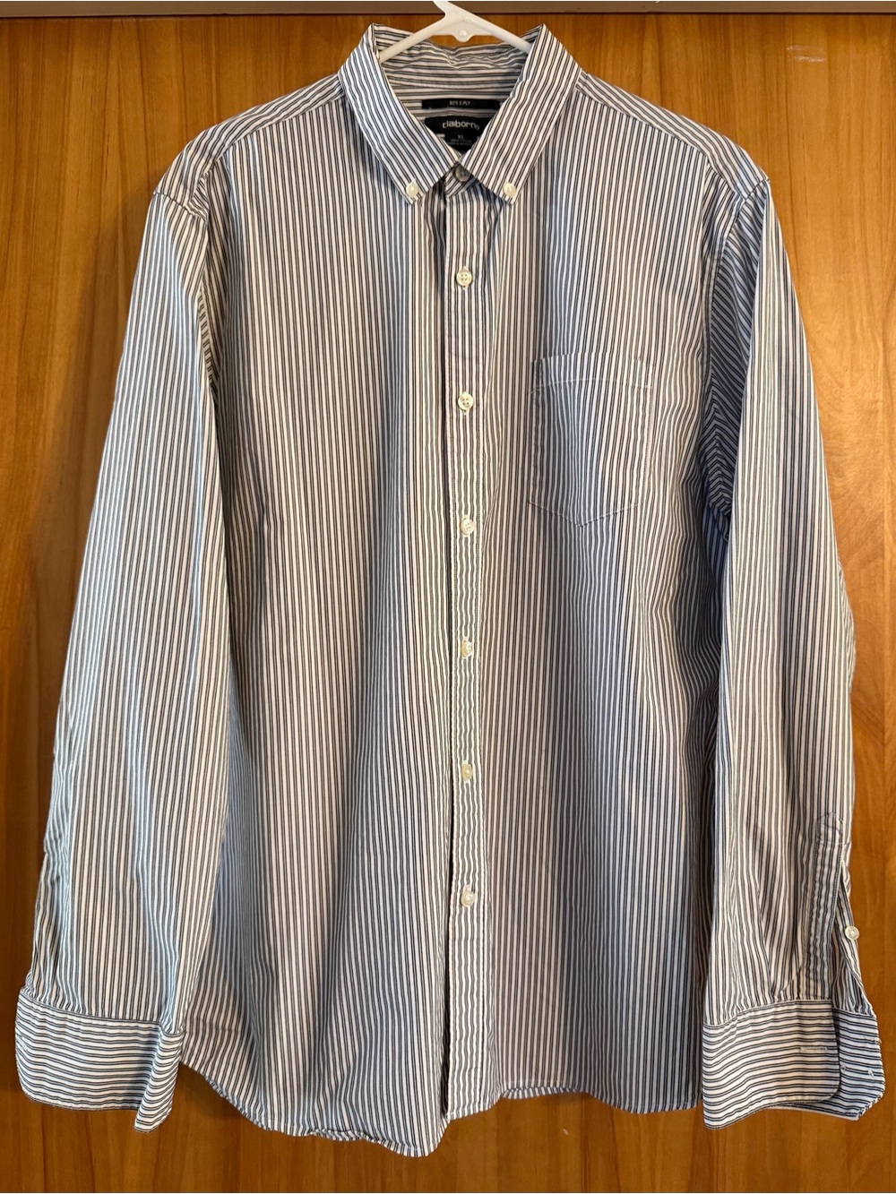 Claiborne Black and White Striped Button-Down Shirt